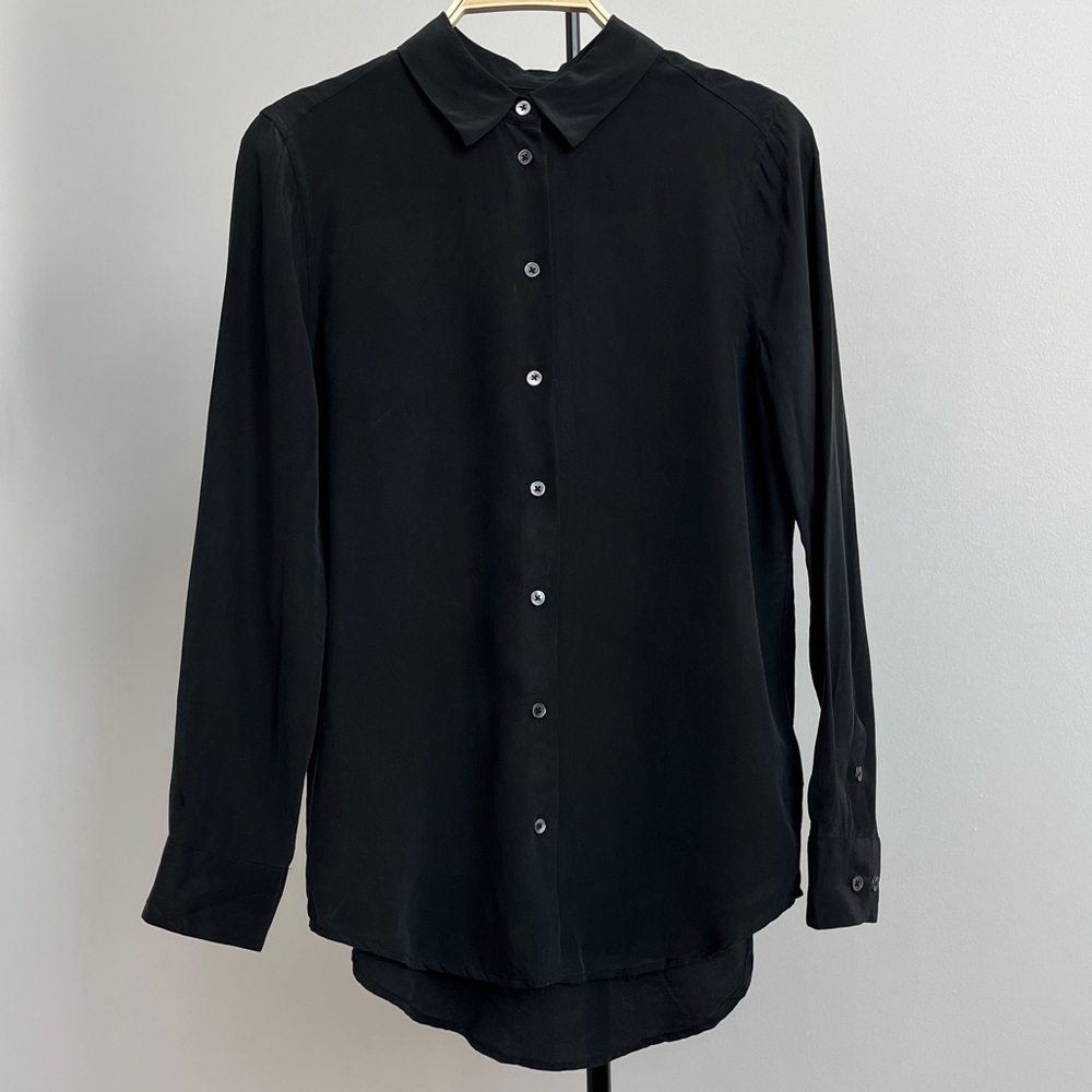 Equipment Silk Black Long Sleeve Shirt Blouse S